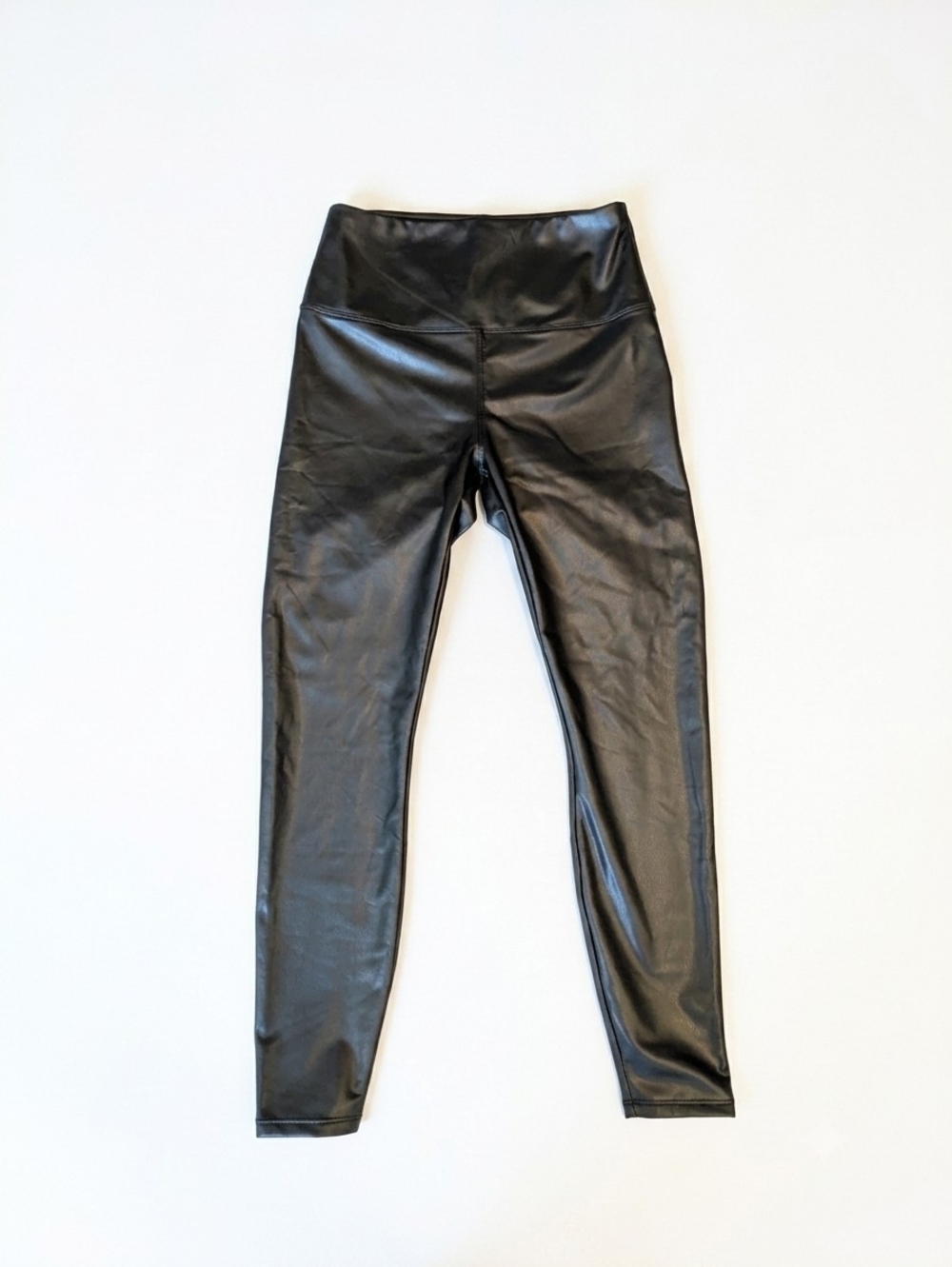 Halara Faux Leather Fleece Lined Leggings Small S 7/8 High Waisted Pockets Black